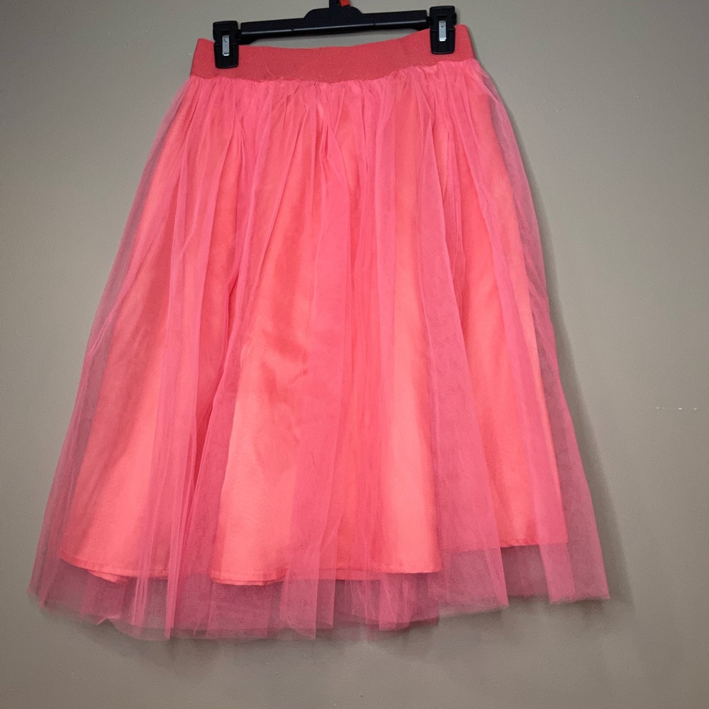 Rosette Tulle Midi Skirt, size M, hot pink